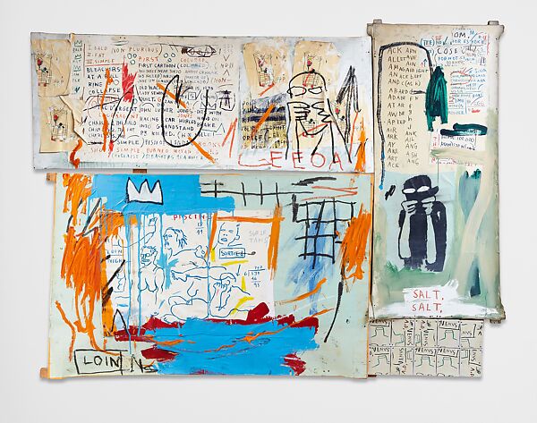 Piscine Versus the Best Hotels (or Various Loin), Jean-Michel Basquiat (American, Brooklyn, New York 1960–1988 New York), Acrylic, oil paint stick, photocopies, and painted paper on paper and multiple canvas panels 
