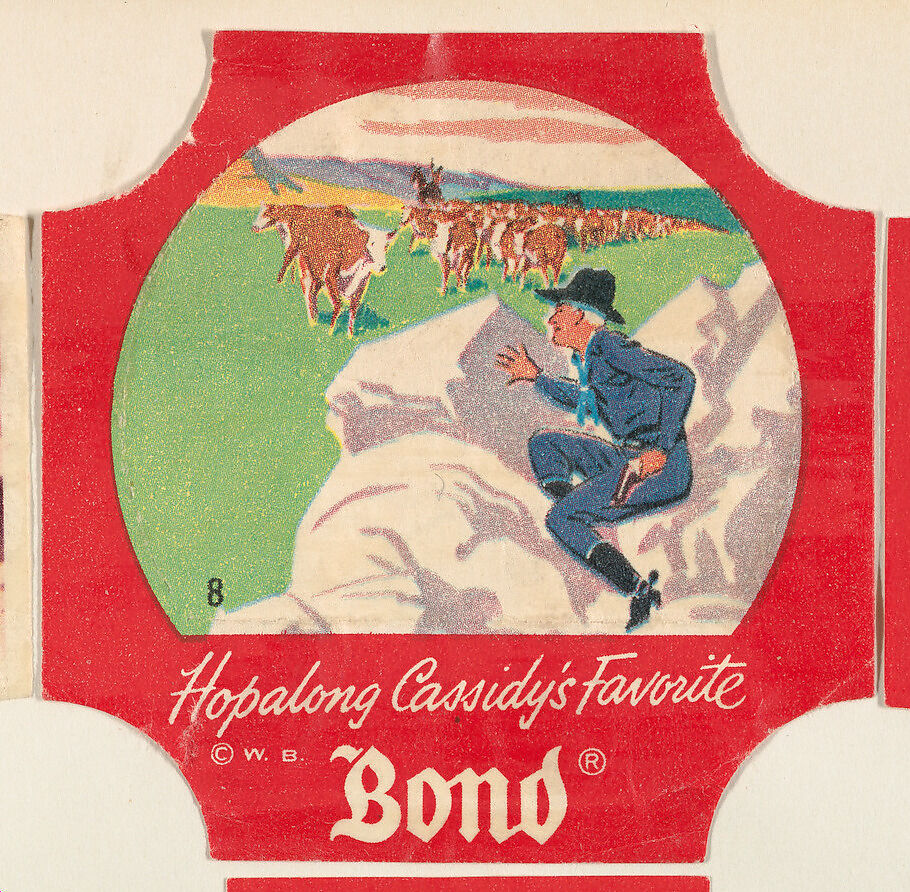 No. 8, from the Hopalong Cassidy bread labels series (D290-8) issued by Bond Bread, Issued by Bond Bread, Commercial color lithograph 