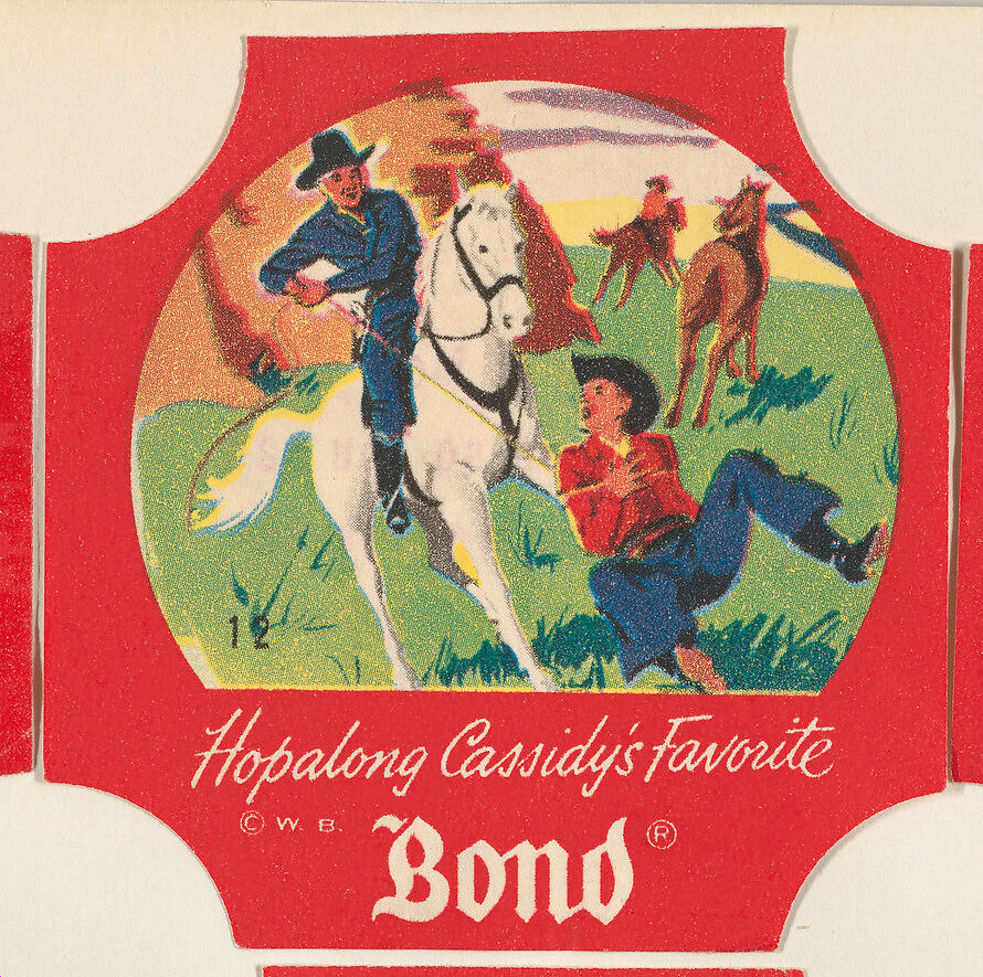 No. 12, from the Hopalong Cassidy bread labels series (D290-8) issued by Bond Bread, Issued by Bond Bread, Commercial color lithograph 