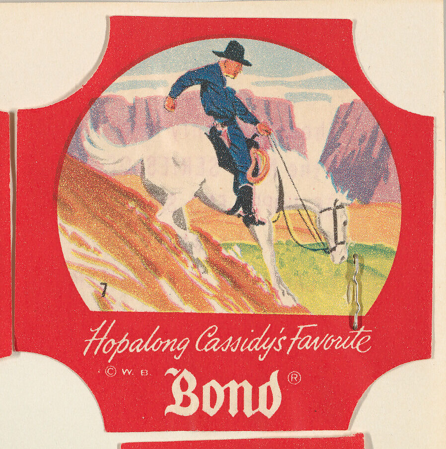 No. 7, from the Hopalong Cassidy bread labels series (D290-8) issued by Bond Bread, Issued by Bond Bread, Commercial color lithograph 