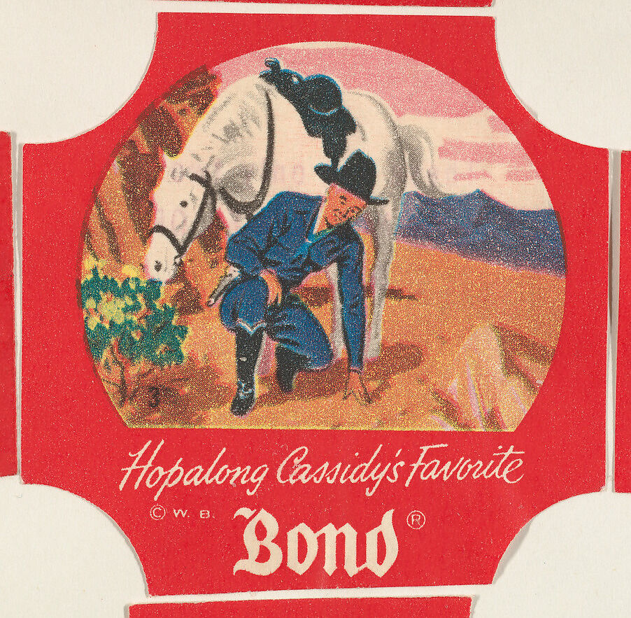 No. 3, from the Hopalong Cassidy bread labels series (D290-8) issued by Bond Bread, Issued by Bond Bread, Commercial color lithograph 