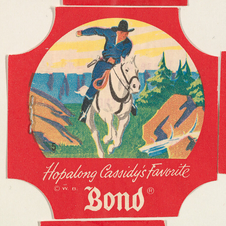 No. 5, from the Hopalong Cassidy bread labels series (D290-8) issued by Bond Bread, Issued by Bond Bread, Commercial color lithograph 