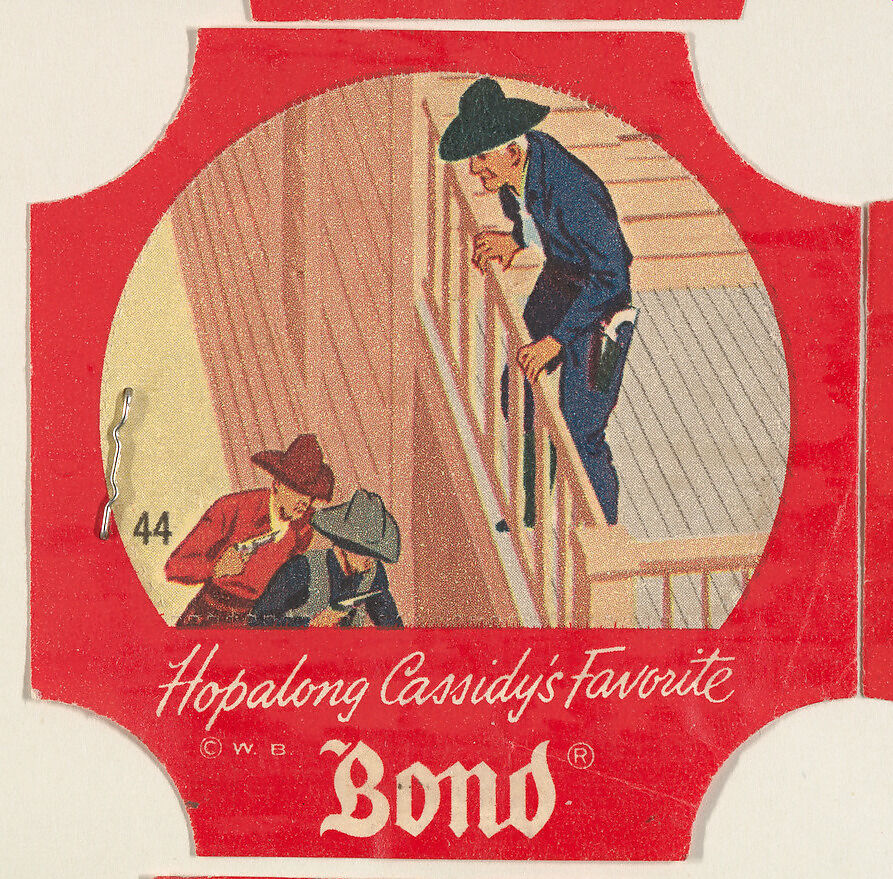No. 44, from the Hopalong Cassidy bread labels series (D290-8) issued by Bond Bread, Issued by Bond Bread, Commercial color lithograph 