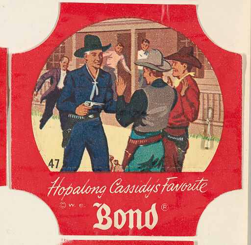 No. 47, from the Hopalong Cassidy bread labels series (D290-8) issued by Bond Bread