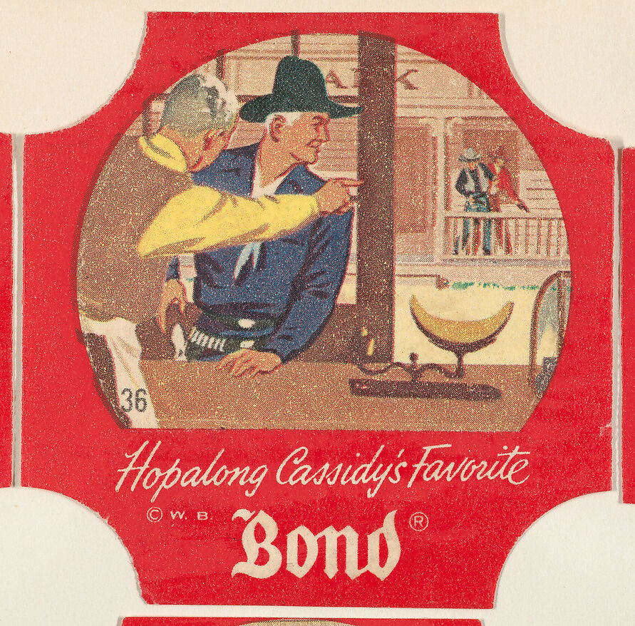 No. 36, from the Hopalong Cassidy bread labels series (D290-8) issued by Bond Bread, Issued by Bond Bread, Commercial color lithograph 