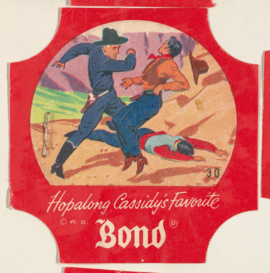 No. 30, from the Hopalong Cassidy bread labels series (D290-8) issued by Bond Bread, Issued by Bond Bread, Commercial color lithograph 