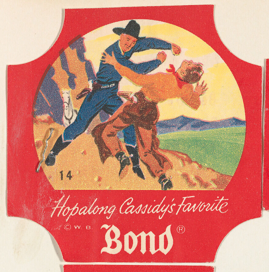 No. 14, from the Hopalong Cassidy bread labels series (D290-8) issued by Bond Bread, Issued by Bond Bread, Commercial color lithograph 