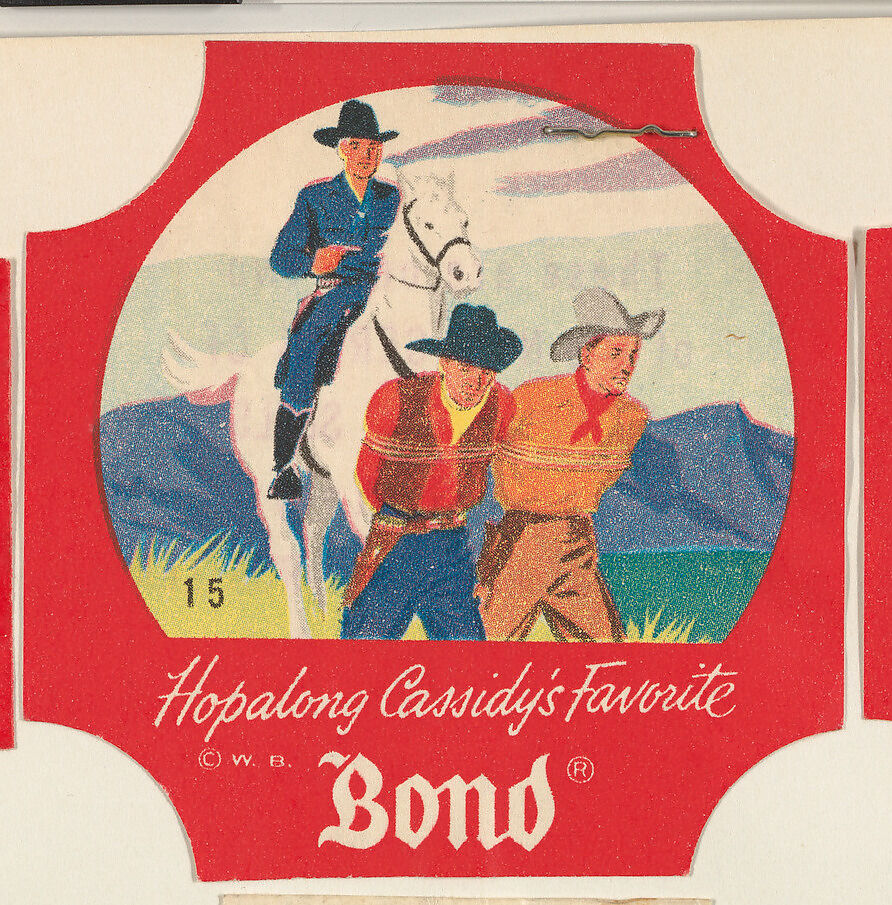 No. 15, from the Hopalong Cassidy bread labels series (D290-8) issued by Bond Bread, Issued by Bond Bread, Commercial color lithograph 