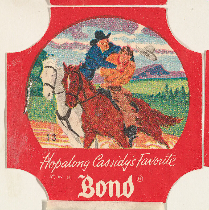 No. 13, from the Hopalong Cassidy bread labels series (D290-8) issued by Bond Bread, Issued by Bond Bread, Commercial color lithograph 