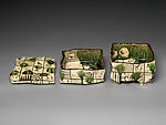 Two-tiered box with Oribe glaze, Suzuki Gorō (Japanese, born 1941), Stoneware with iron-oxide and coppergreen overglaze decoration and gold lacquer repairs (Oribe ware), Japan