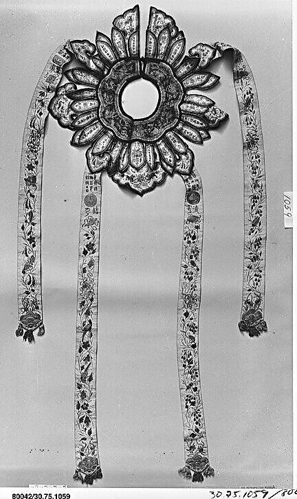 Collar with Various Symbols, Silk; gold, China 