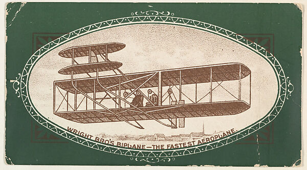 Wright Bro's Airplane, The Fastest Aeroplane, from Speed Champions series (T228), issued by Mendel's Cigarros and DePew Cigarros, Mendel &amp; Company, Commercial color lithograph