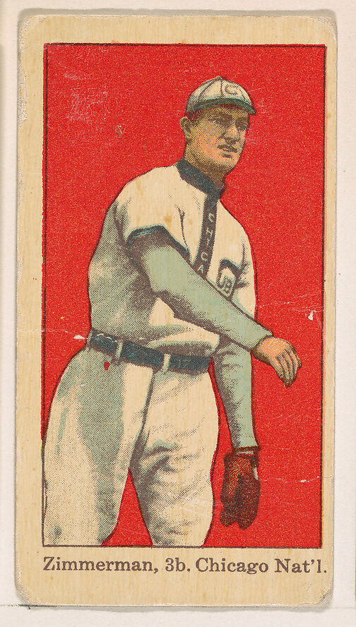Zimmerman, 3rd Base, Chicago, National League, from the Baseball Players series (D303), issued by the General Baking Company, Issued by General Baking Company, Commercial color lithograph 