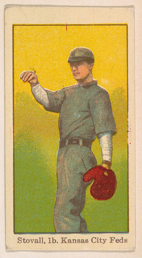 Stovall, 1st Base, Kansas City, Federal League, from the Baseball Players series (D303), issued by the General Baking Company, Issued by General Baking Company, Commercial color lithograph 