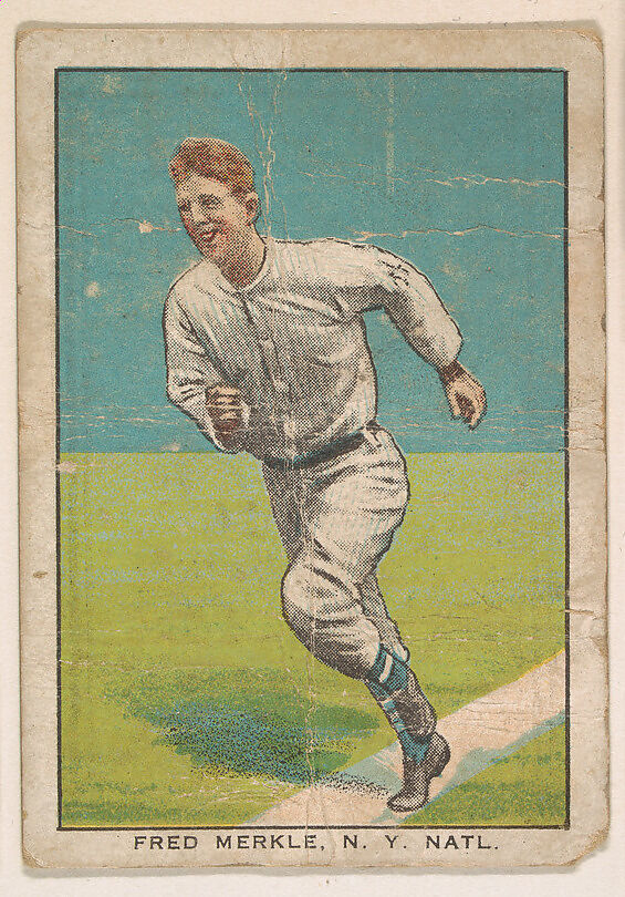Fred Merkle, New York, National League, from the BB Players series (D304), issued by the General Baking Company and Brunners Bread, Issued by General Baking Company, Commercial color lithograph 
