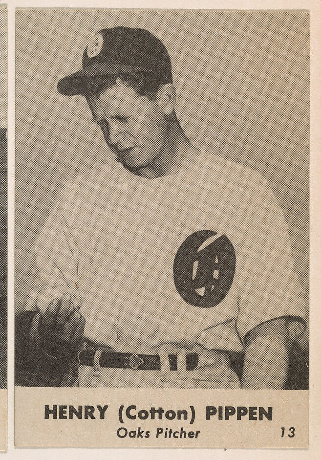 Henry (Cotton) Pippen, Oaks Pitcher, No. 13, from the Oakland Baseball Players (Oaks) series (D317), issued by Sunbeam Bread and Remar Bread, Issued by Sunbeam Bread, Commercial color lithograph 