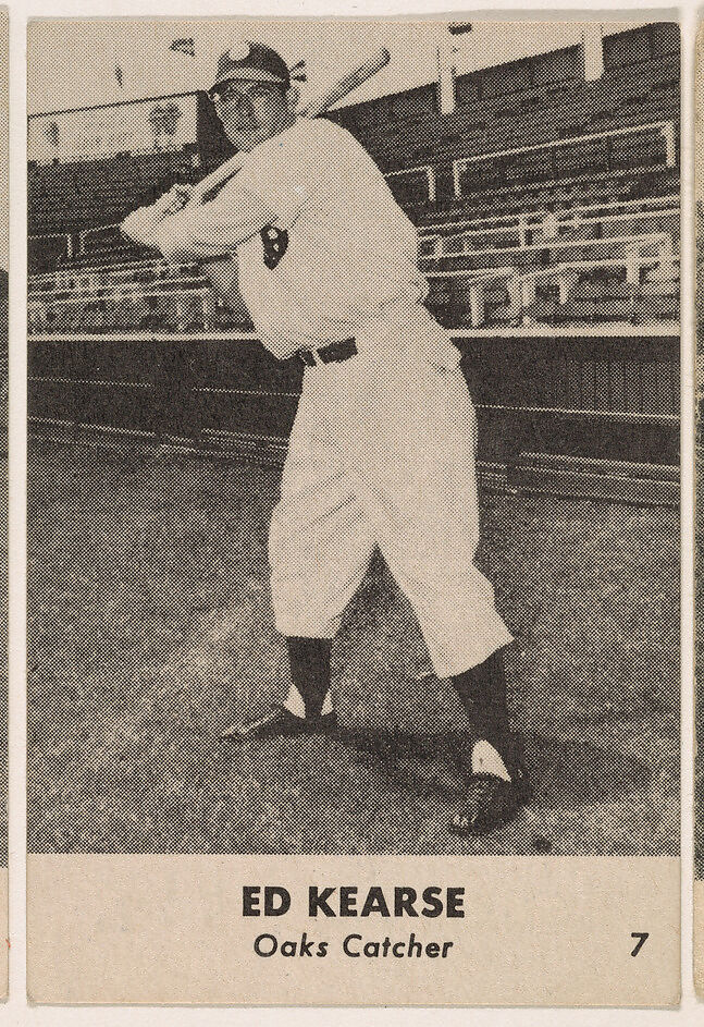 Ed Kearse, Oaks Catcher, No. 7, from the Oakland Baseball Players (Oaks) series (D317), issued by Sunbeam Bread and Remar Bread, Issued by Sunbeam Bread, Commercial color lithograph 