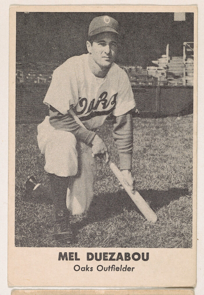 Mel Duezabou, Oaks Outfielder, from the Oakland Baseball Players (Oaks) series (D317), issued by Sunbeam Bread and Remar Bread, Issued by Sunbeam Bread, Commercial color lithograph 