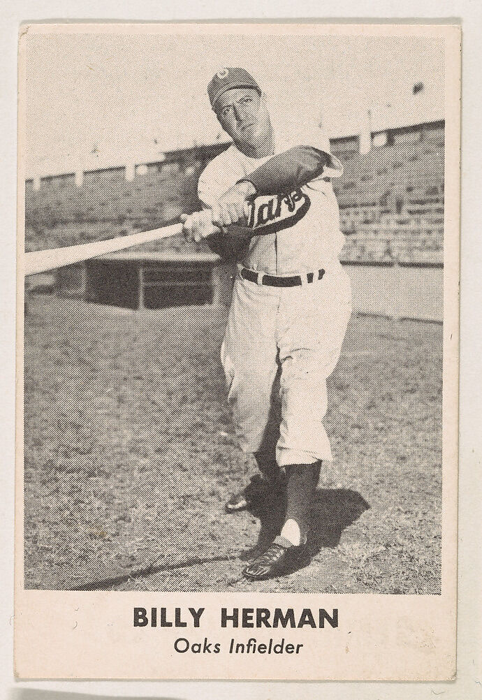 Billy Herman, Oaks Infielder, from the Oakland Baseball Players (Oaks) series (D317), issued by Sunbeam Bread and Remar Bread, Issued by Sunbeam Bread, Commercial color lithograph 