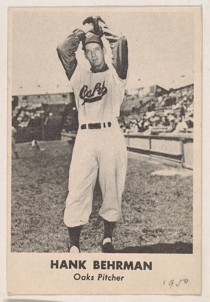 Hank Behrman, Oaks Pitcher, from the Oakland Baseball Players (Oaks) series (D317), issued by Sunbeam Bread and Remar Bread, Issued by Sunbeam Bread, Commercial color lithograph 