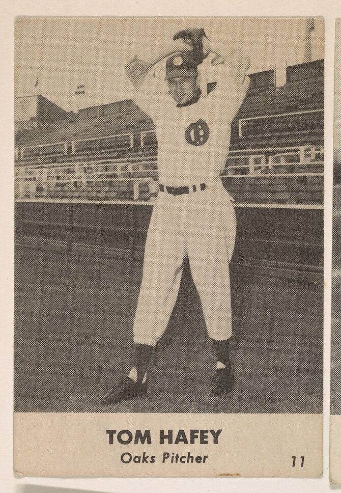 Tom Hafey, Oaks PItcher, No. 11, from the Oakland Baseball Players (Oaks) series (D317), issued by Sunbeam Bread and Remar Bread, Issued by Sunbeam Bread, Commercial color lithograph 
