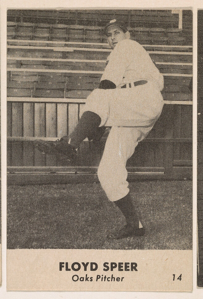 Floyd Speer, Oaks Infielder, No. 14, from the Oakland Baseball Players (Oaks) series (D317), issued by Sunbeam Bread and Remar Bread, Issued by Sunbeam Bread, Commercial color lithograph 