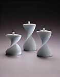 Faceted Covered Vessels with Pale Blue Glaze, Yagi Akira (Japanese, born 1955), Porcelain with pale blue glaze (seihakuji), Japan
