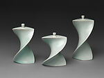 Faceted Covered Vessels with Pale Blue Glaze, Yagi Akira  Japanese, Porcelain with pale blue glaze (seihakuji), Japan