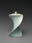 Faceted Covered Vessels with Pale Blue Glaze, Yagi Akira (Japanese, born 1955), Porcelain with pale blue glaze (seihakuji), Japan
