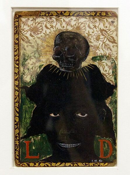 Woman with Death on Her Mind, Kerry James Marshall (American, born Birmingham, Alabama, 1955), Acrylic and collage on book cover 