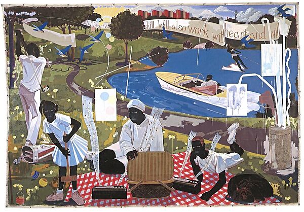 Past Times, Kerry James Marshall (American, born Birmingham, Alabama, 1955), Acrylic and collage on canvas 