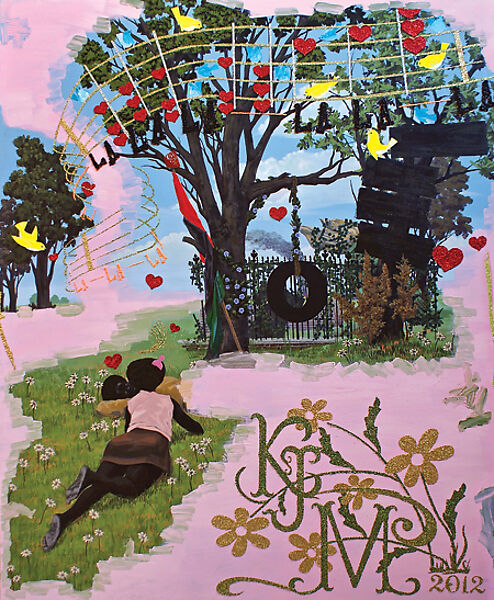 Untitled (Vignette), Kerry James Marshall (American, born Birmingham, Alabama, 1955), Acrylic and glitter on PVC panel 