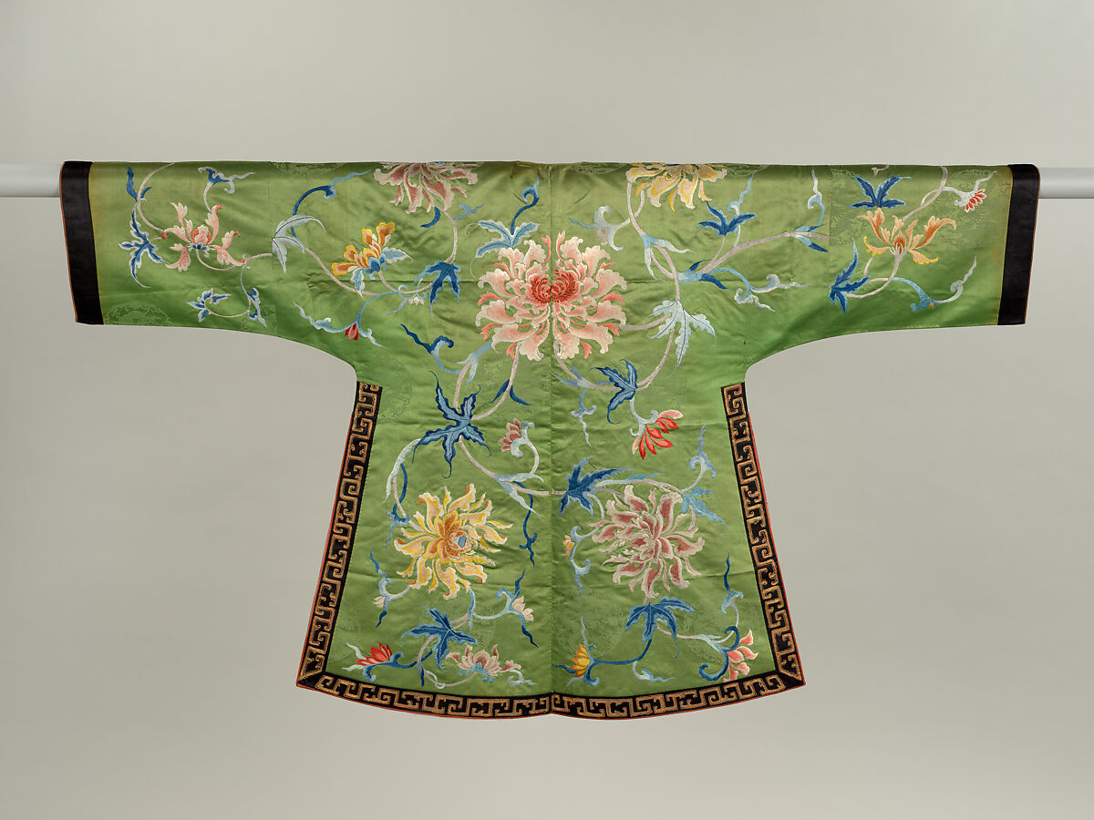 Theatrical jacket for a court lady, Silk thread embroidery on silk satin, China