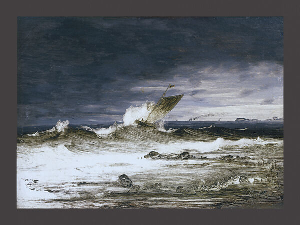 Seascape, Peder Balke (Norwegian, Helgøya, Nes 1804–1887 Oslo (Kristiania)), Oil on canvas, mounted on cardboard 