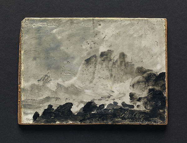 Ship in a Storm, Peder Balke (Norwegian, Helgøya, Nes 1804–1887 Oslo (Kristiania)), Oil on composition board 