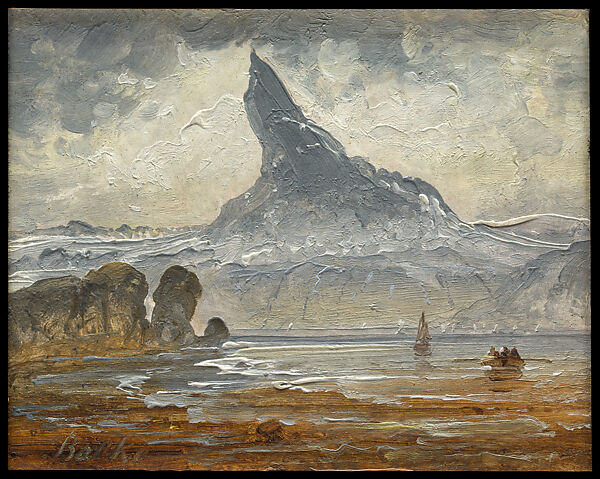 Mount Stetind, Peder Balke (Norwegian, Helgøya, Nes 1804–1887 Oslo (Kristiania)), Oil on cardboard 