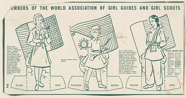 Members of the World Association of Girl Guides and Girl Scouts, Commercial color lithograph 