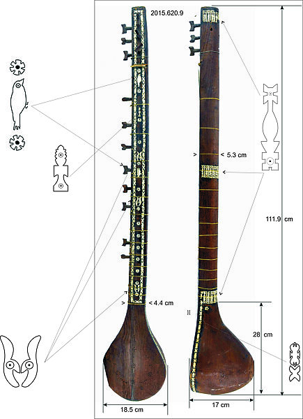 Tanbur (Tanbûr-e afġânî), Wood (mulberry), bone (probably sheep), metal., Afghan