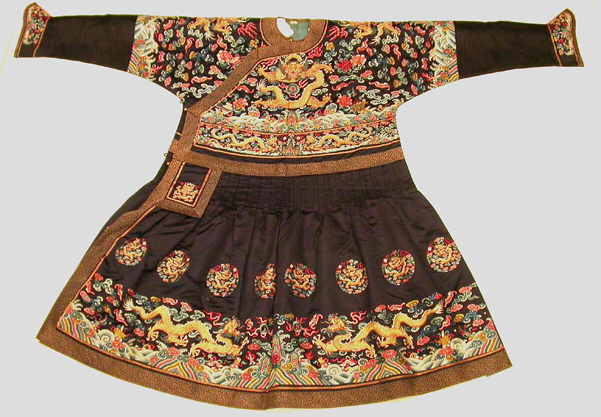 Man's Audience Robe (Chaofu), Silk satin embroidered with silk and metallic thread, China 