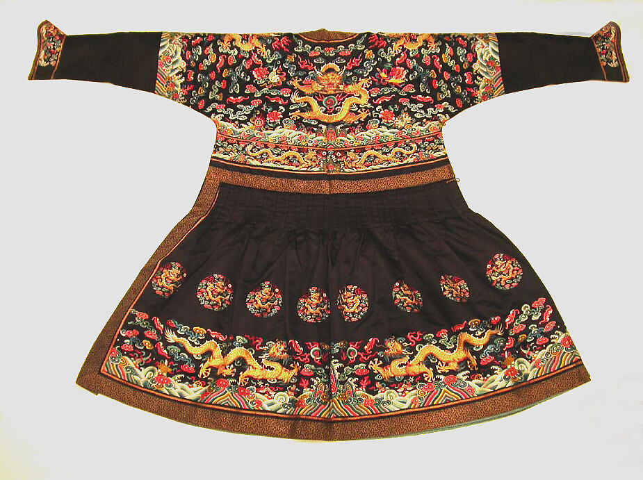 Man's Audience Robe (Chaofu), Silk satin embroidered with silk and metallic thread, China