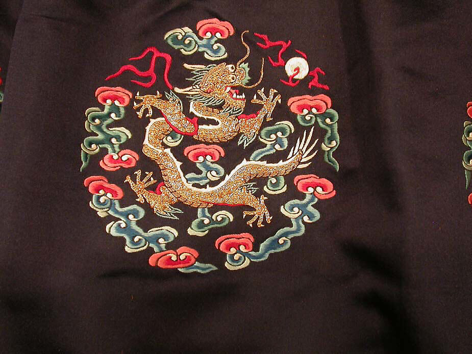 Man's Audience Robe (Chaofu), Silk satin embroidered with silk and metallic thread, China