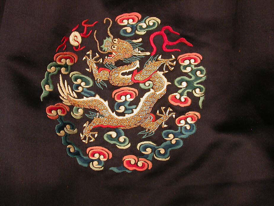 Man's Audience Robe (Chaofu), Silk satin embroidered with silk and metallic thread, China