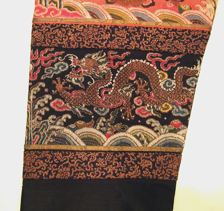 Woman's Robe of State, Silk and metallic thread embroidery on silk satin weave patterned with extra continuous wefts, China