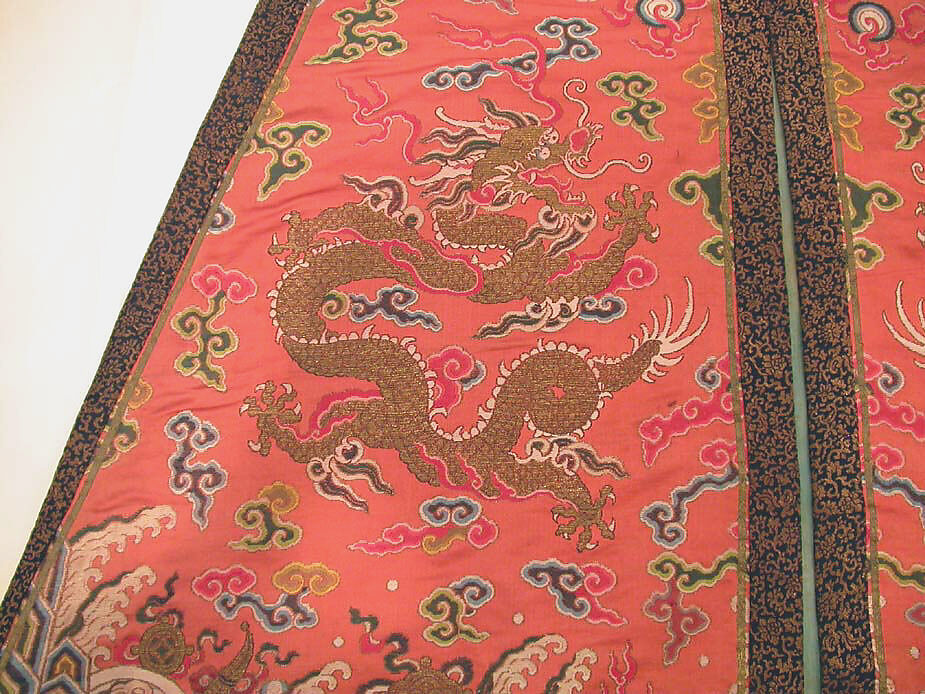 Woman's Robe of State, Silk and metallic thread embroidery on silk satin weave patterned with extra continuous wefts, China