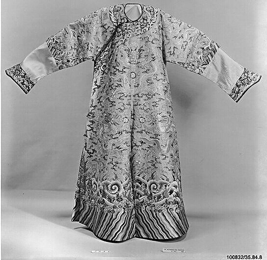 Festival Robe, Silk and metallic thread embroidery on silk satin, China