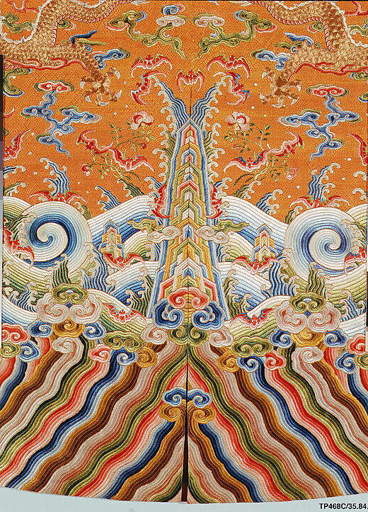 Festival Robe, Silk and metallic thread embroidery on silk satin, China