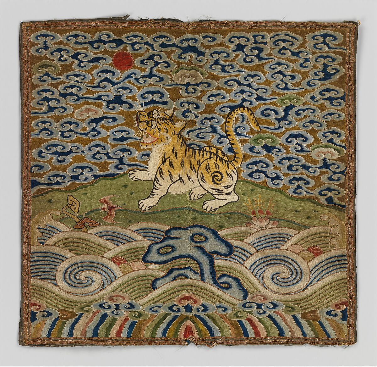 Rank badge with tiger, Silk, metallic thread, China 
