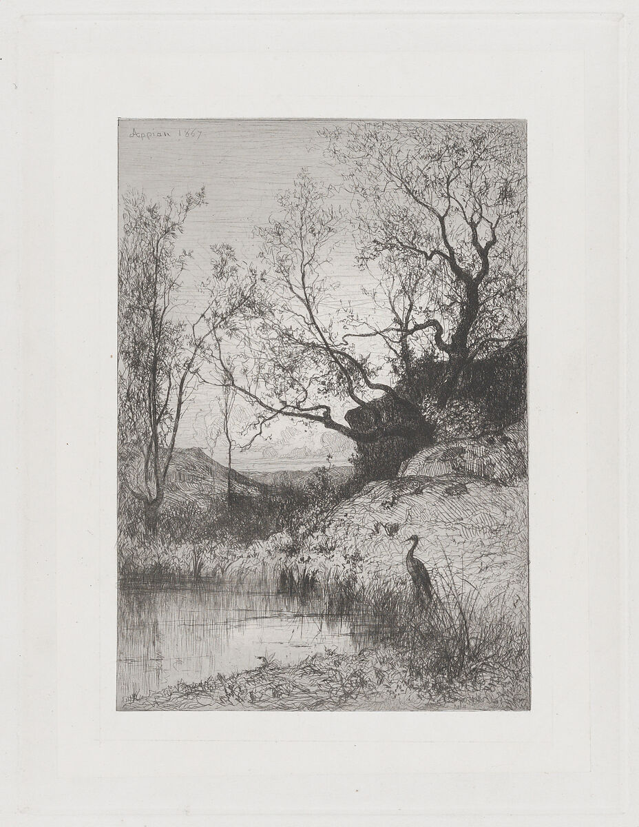 A Pond, Adolphe Appian (French, Lyon 1818–1898 Lyon), Etching; first state of three 