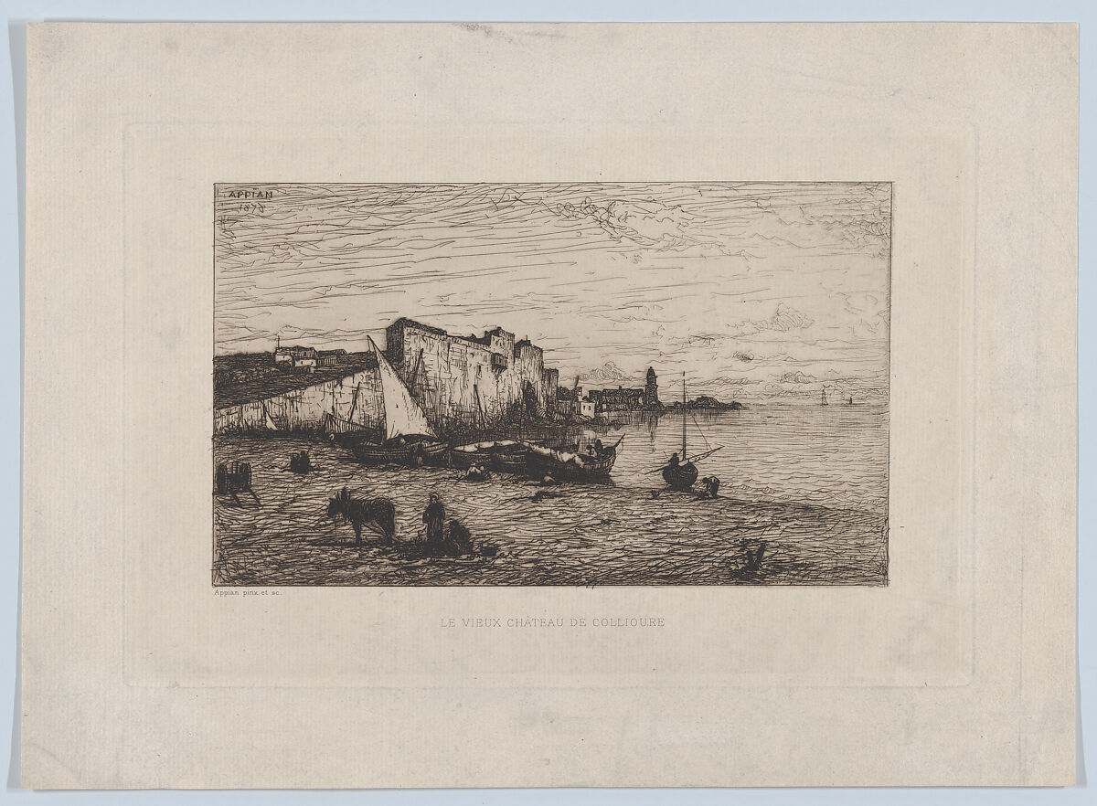 The Old Castle of Collioure, Adolphe Appian (French, Lyon 1818–1898 Lyon), Etching; first state of three 