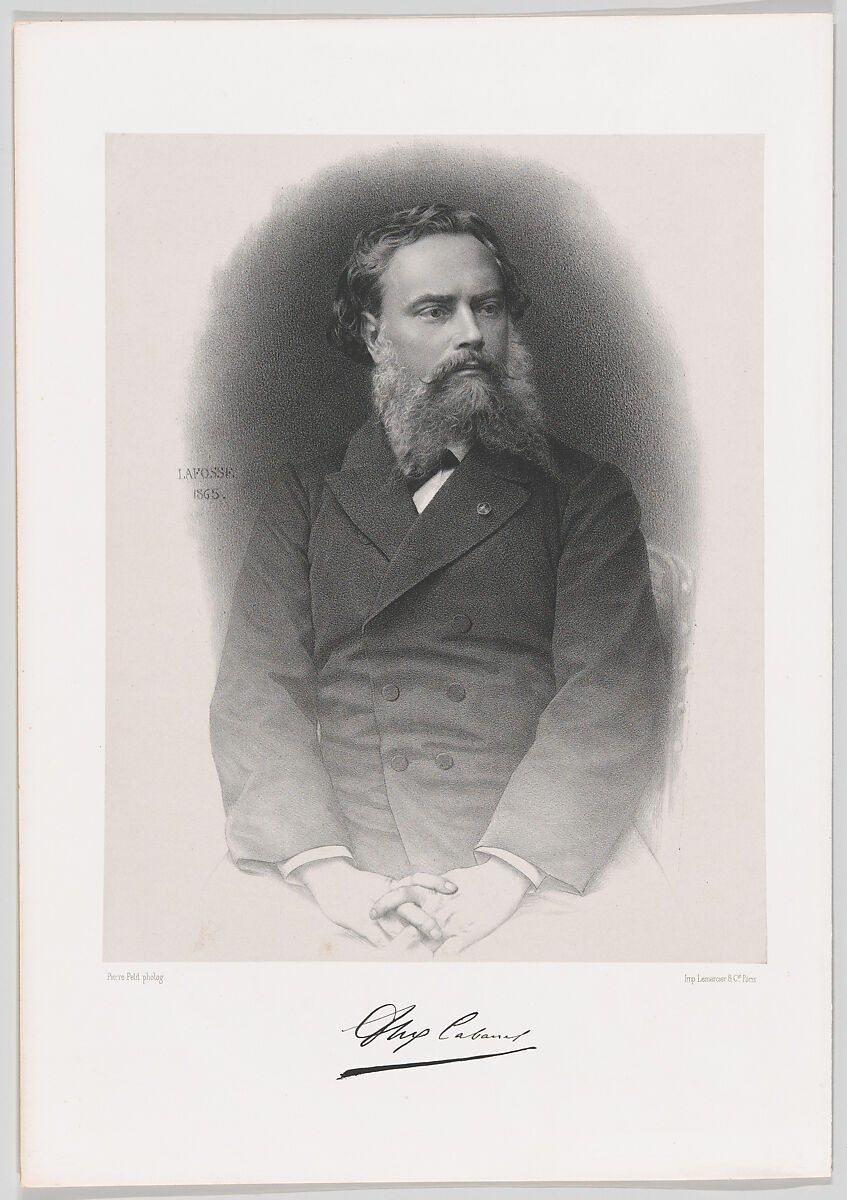 Portait de Alexandre Cabanel, Jean-Baptiste Adolphe Lafosse (French, Paris 1810–1879 Paris), Lithograph on chine collé 